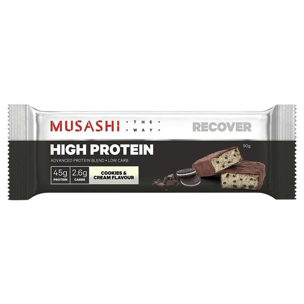 무사시 하이 프로틴 바 쿠킨 앤 크림 90g Musashi High Protein Bar Cookies And Cream 90g