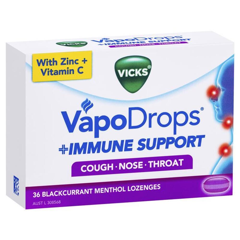 빅스 베이포드롭 이뮨 서포트 블랙커런트 36개 Vicks VapoDrops Immune Support Blackcurrent 36 Lozenges