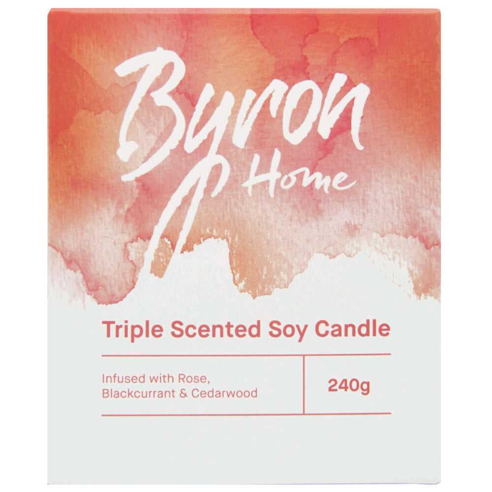 바이론 홈 트리플 향 소이 캔들 로즈 블랙커런트 앤 세다우드, Byron Home Triple Scented Soy Candle Rose Blackcurrant and Cedarwood