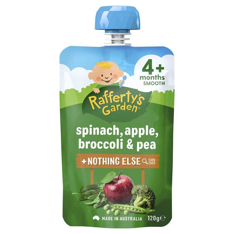 라퍼티스 가든 4+ 개월 스피니치 애플 브로콜리 and 콩 120g, Raffertys Garden 4+ Months Spinach Apple Brocoli and Pea 120g